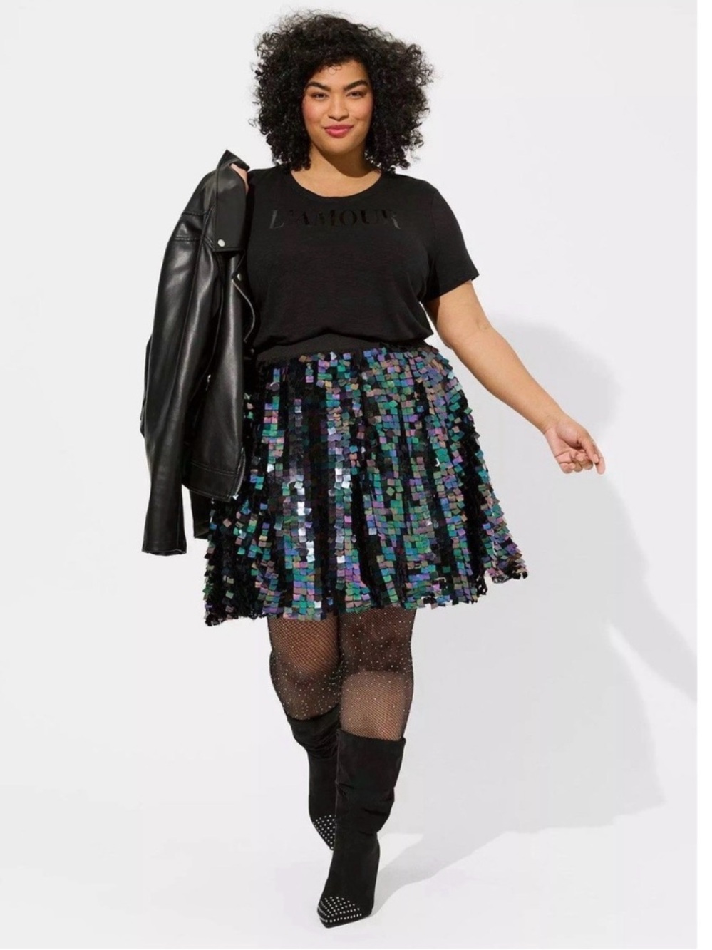 Torrid Oil Slick Sequin A-Line Mini Skirt Sz 3 NWT